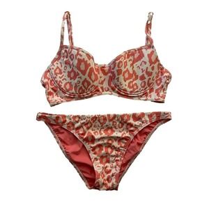 Letarte L Bikini Pink Top & Bottoms Pink Cheetah Print Underwire Swimsuit